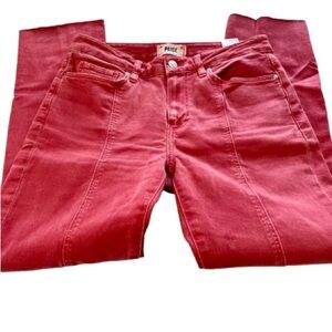 PAIGE Red Straight Leg Jeans Bold and Stylish